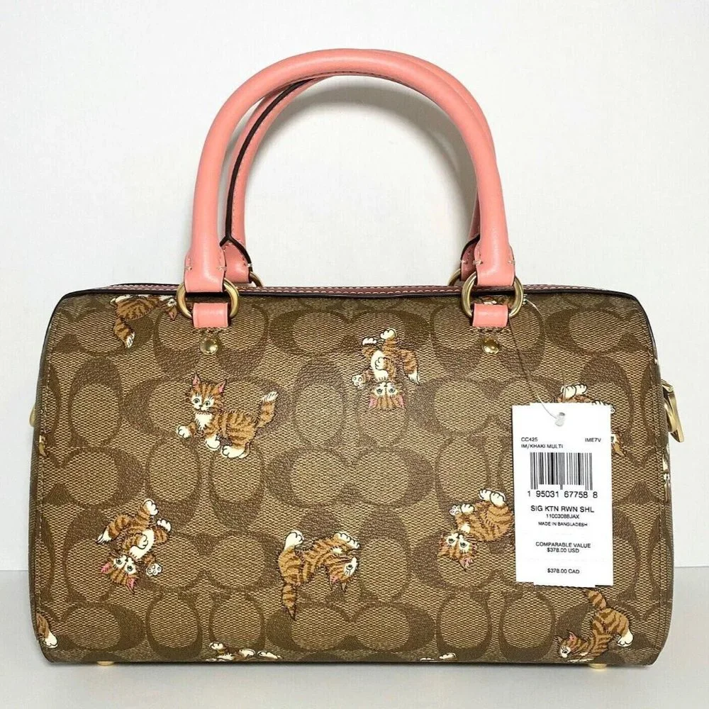 Coach Dancing Kitten Critters Print Signature Rowan Satchel Bag NWT - Picture 10 of 13